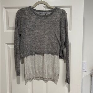 Elegant Gray and Cream Women's Sweater